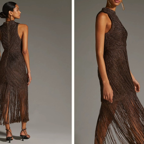 Anthropologie: Not So Serious by Pallavi Mohan Fringed Halter Dress - Picture 2 of 11